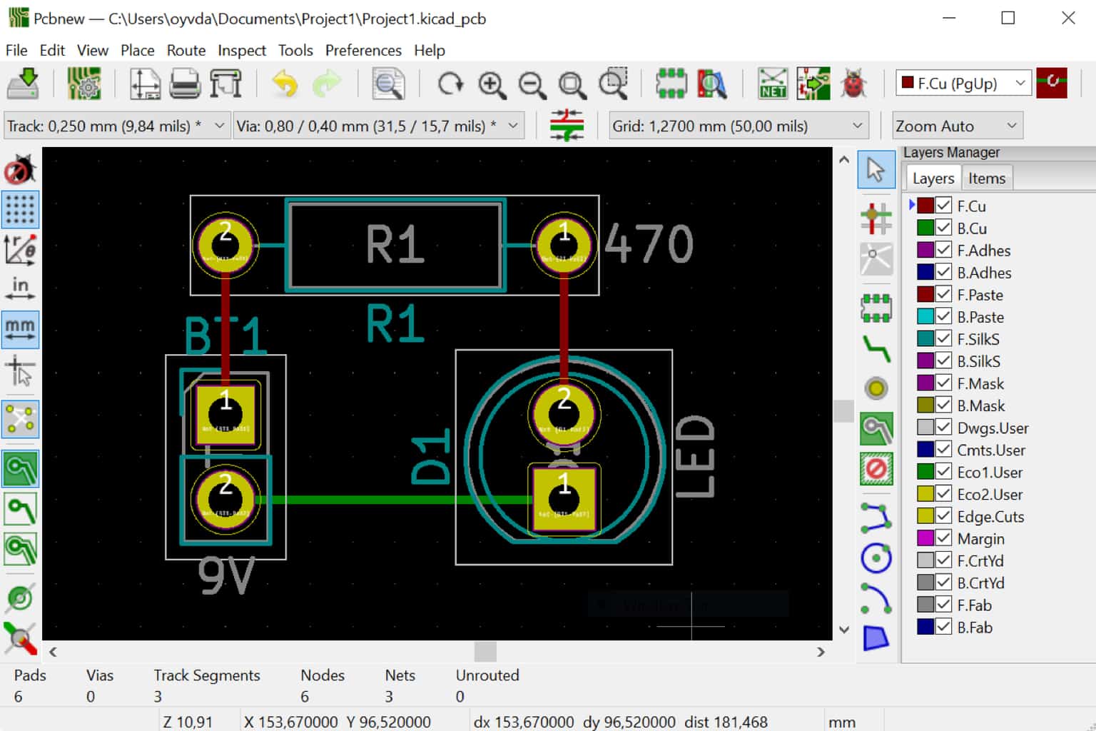 All tracks routed in pcbnew