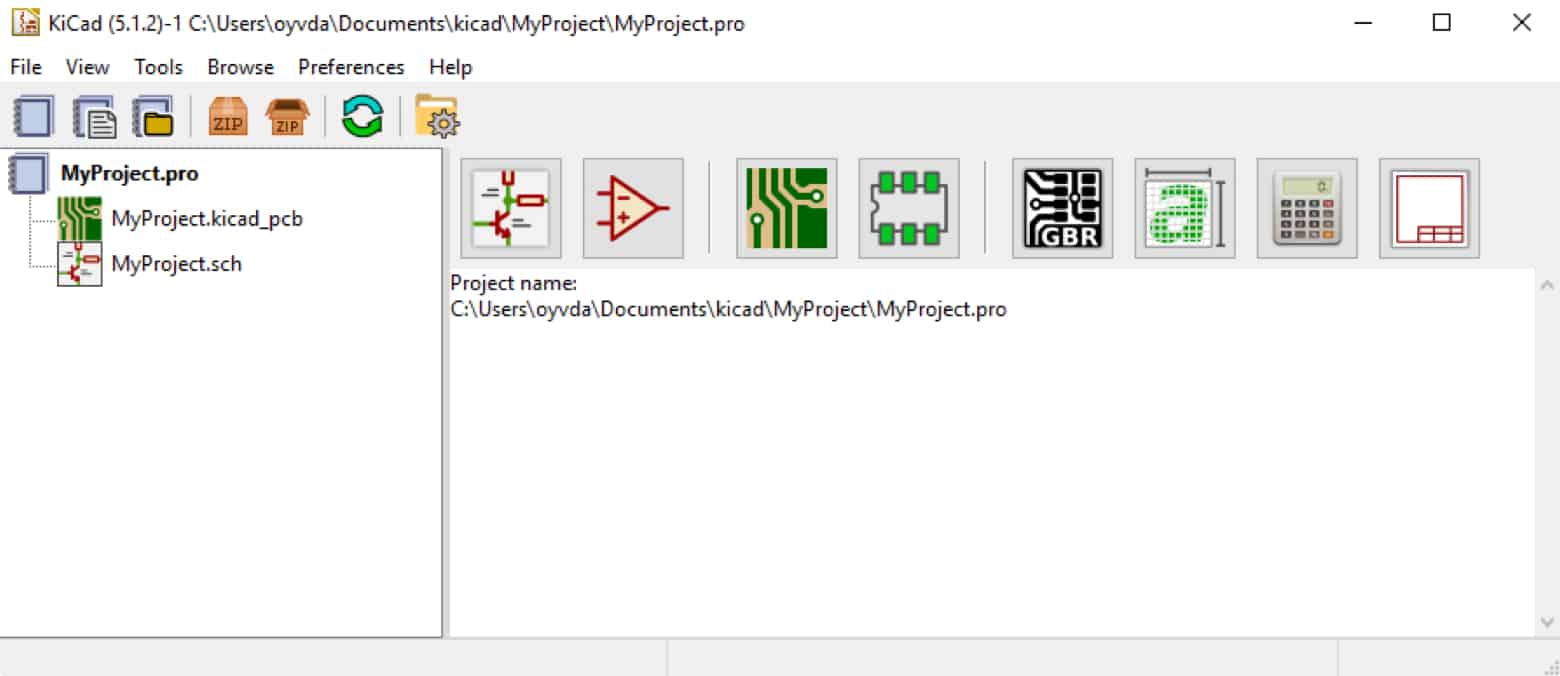 Kicad main window