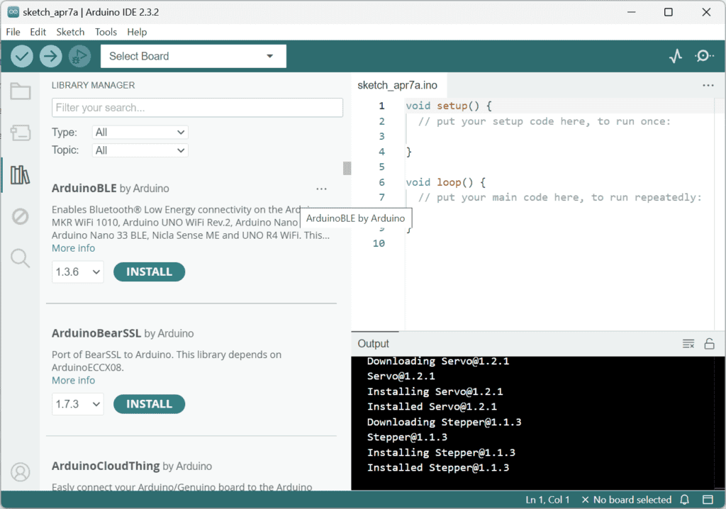 Installing arduino libraries with the library manager