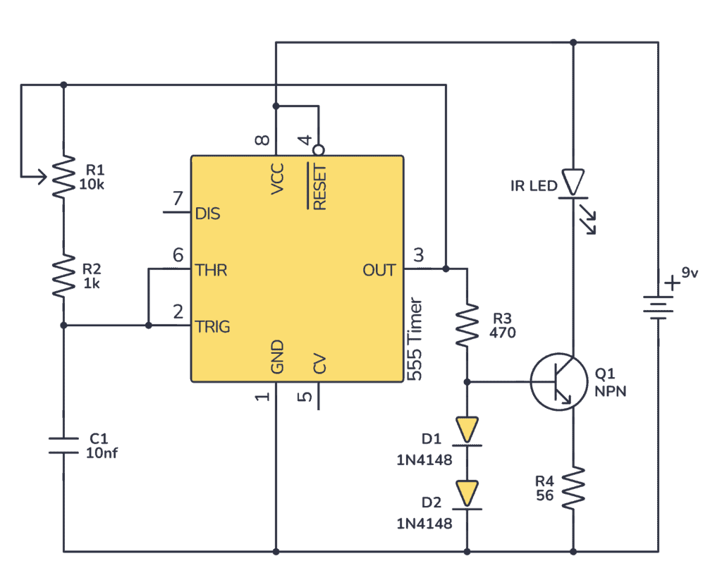 555 Timer TV Remote Jammer